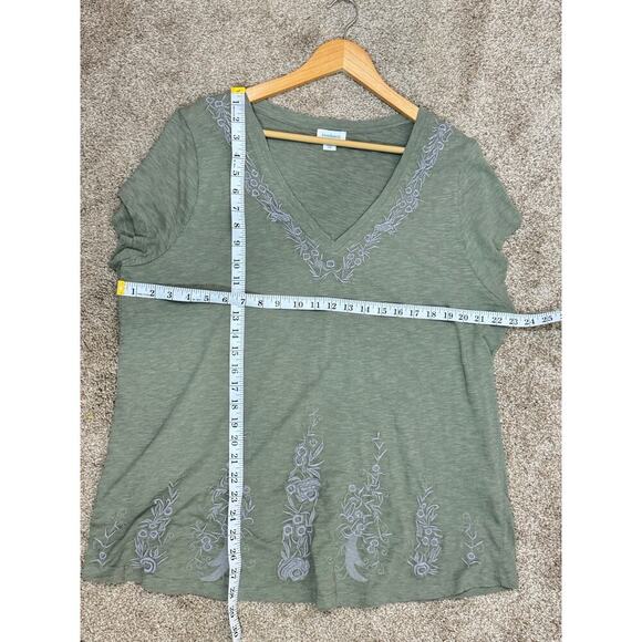 Sundance Womens Plus Size Top Short Sleeve Embroidered Boxy Fit XXL Green Cotton - Picture 7 of 7